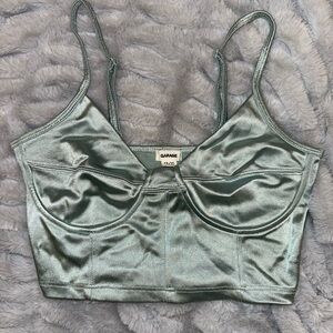 Garage Satin Mint Green Crop Top